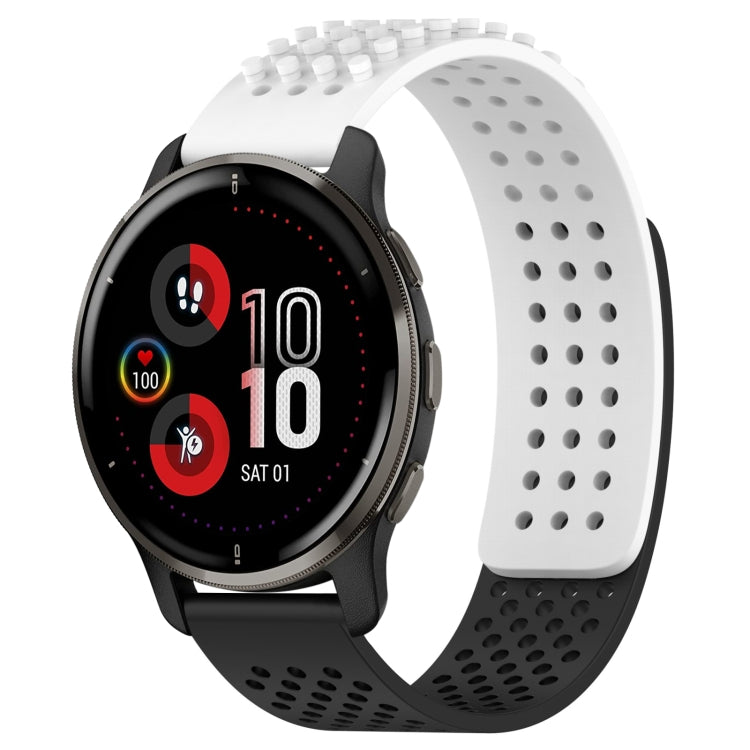 For Garmin Venu 2 Plus 20mm Holes Breathable 3D Dots Silicone Watch Band(White+Black) - Watch Bands by PMC TechLife | Online Shopping South Africa | PMC TechLife