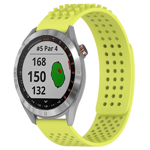For Garmin Approach S40 20mm Holes Breathable 3D Dots Silicone Watch Band(Lime Green)