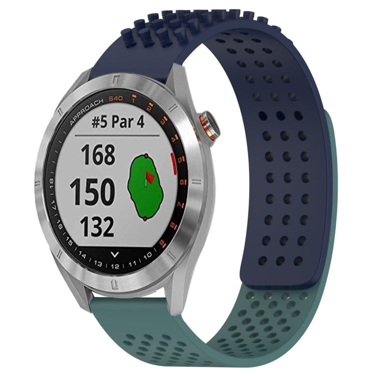 For Garmin Approach S40 20mm Holes Breathable 3D Dots Silicone Watch Band(Midnight Blue+Olive Green) - Watch Bands by PMC TechLife | Online Shopping South Africa | PMC TechLife