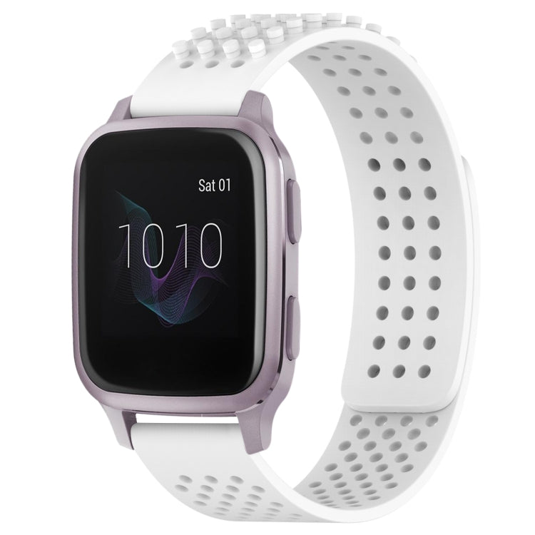 For Garmin Venu SQ 20mm Holes Breathable 3D Dots Silicone Watch Band(White) - Watch Bands by PMC TechLife | Online Shopping South Africa | PMC TechLife