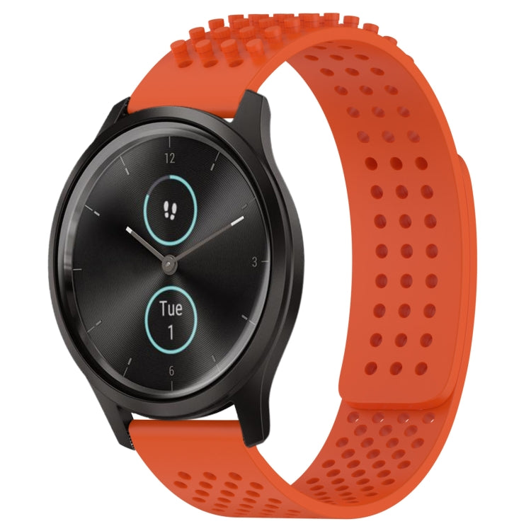 For Garmin VivoMove Style 20mm Holes Breathable 3D Dots Silicone Watch Band(Orange) - Watch Bands by PMC TechLife | Online Shopping South Africa | PMC TechLife