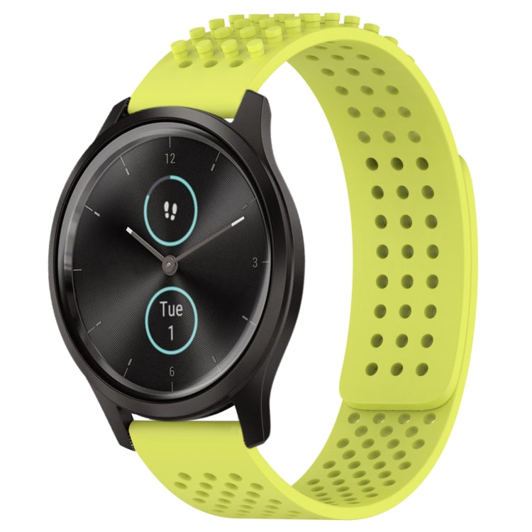 For Garmin VivoMove Style 20mm Holes Breathable 3D Dots Silicone Watch Band(Lime Green) - Watch Bands by PMC TechLife | Online Shopping South Africa | PMC TechLife