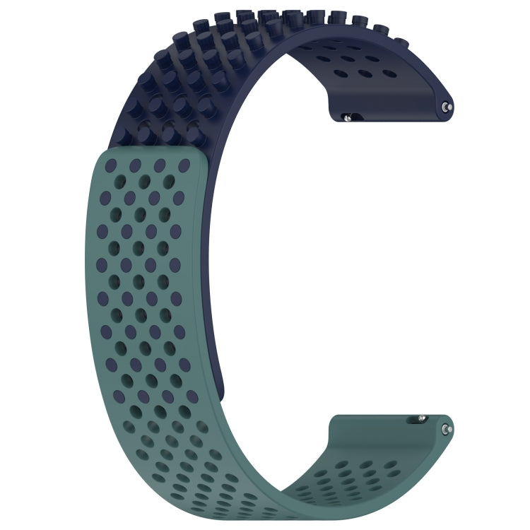 For Garmin Forerunner Sq2 Music 20mm Holes Breathable 3D Dots Silicone Watch Band(Midnight Blue+Olive Green) - free shipping - PMC TechLife - Order now!