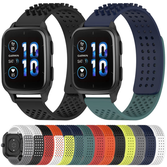 For Garmin Vivoactive3 Music 20mm Holes Breathable 3D Dots Silicone Watch Band(Grey)