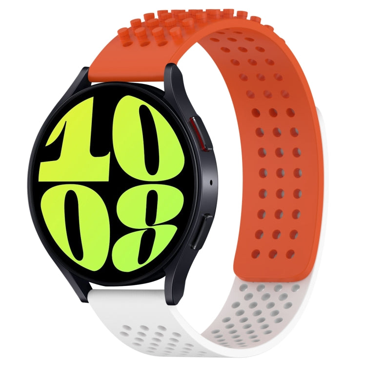 For Samsung Galaxy Watch 6 40mm 20mm Holes Breathable 3D Dots Silicone Watch Band(Orange+White) - Watch Bands by PMC TechLife | Online Shopping South Africa | PMC TechLife