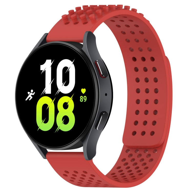 For Samsung Galaxy Watch 5  44mm 20mm Holes Breathable 3D Dots Silicone Watch Band(Red) - Watch Bands by PMC TechLife | Online Shopping South Africa | PMC TechLife