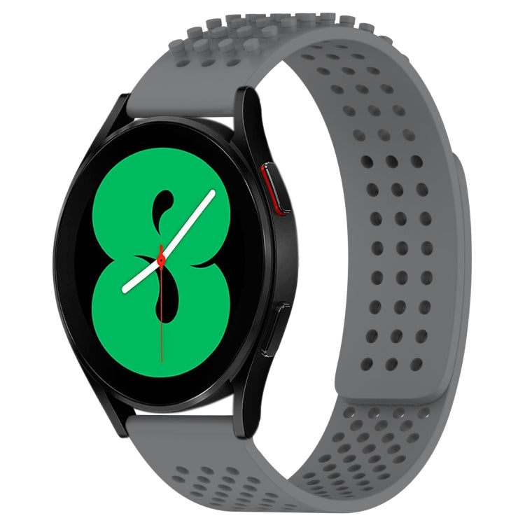 For Samsung Galaxy Watch 4 44mm 20mm Holes Breathable 3D Dots Silicone Watch Band(Grey) - Watch Bands by PMC TechLife | Online Shopping South Africa | PMC TechLife