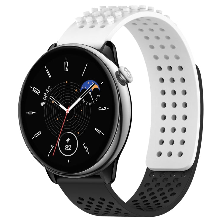 For Amazfit GTR Mini 20mm Holes Breathable 3D Dots Silicone Watch Band(White+Black) - Watch Bands by PMC TechLife | Online Shopping South Africa | PMC TechLife