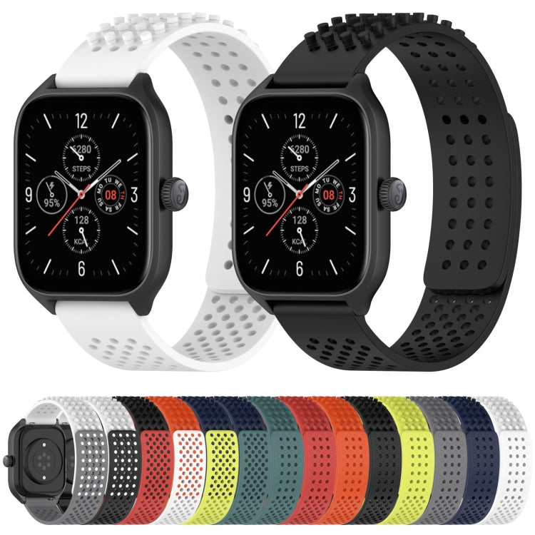 For Amazfit GTR Mini 20mm Holes Breathable 3D Dots Silicone Watch Band(White+Black) - Watch Bands by PMC TechLife | Online Shopping South Africa | PMC TechLife