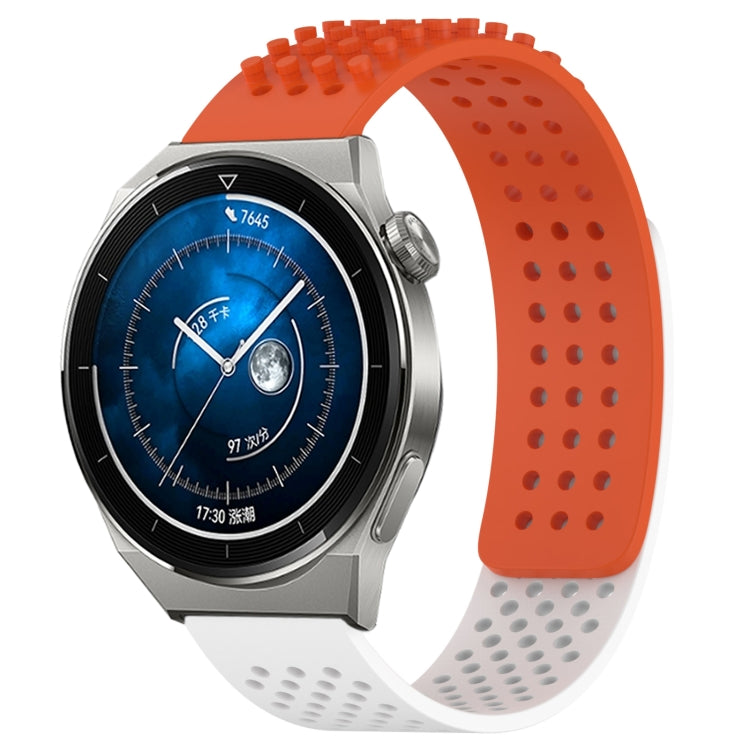 For Huawei Watch GT3 Pro 43mm 20mm Holes Breathable 3D Dots Silicone Watch Band(Orange+White) - Watch Bands by PMC TechLife | Online Shopping South Africa | PMC TechLife