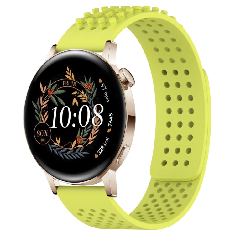 For Huawei Watch GT3 42mm 20mm Holes Breathable 3D Dots Silicone Watch Band(Lime Green) - Watch Bands by PMC TechLife | Online Shopping South Africa | PMC TechLife