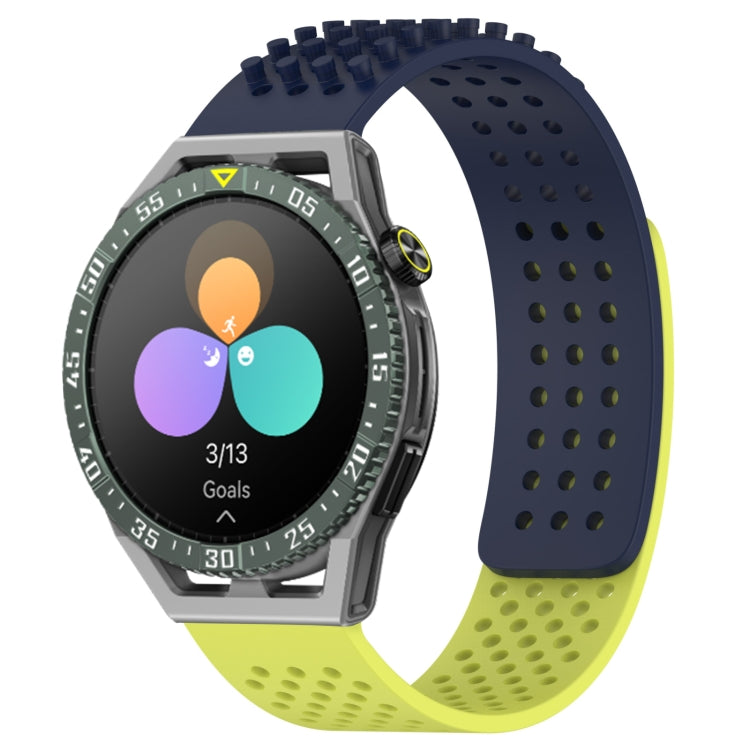 For Huawei Watch GT3 SE 22mm Holes Breathable 3D Dots Silicone Watch Band(Midnight Blue+Lime Green) - Watch Bands by PMC TechLife | Online Shopping South Africa | PMC TechLife