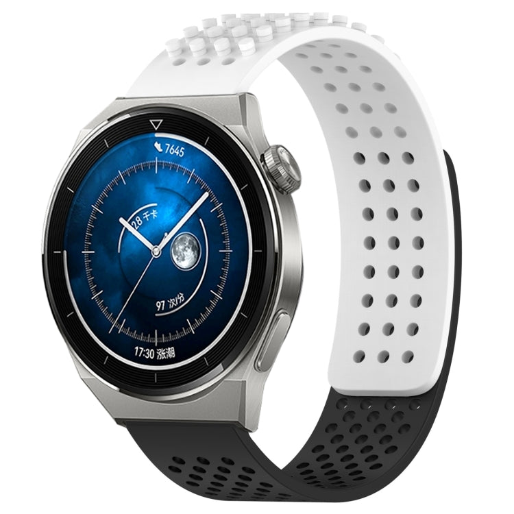 For Huawei Watch GT3 Pro 46mm 22mm Holes Breathable 3D Dots Silicone Watch Band(White+Black) - Watch Bands by PMC TechLife | Online Shopping South Africa | PMC TechLife