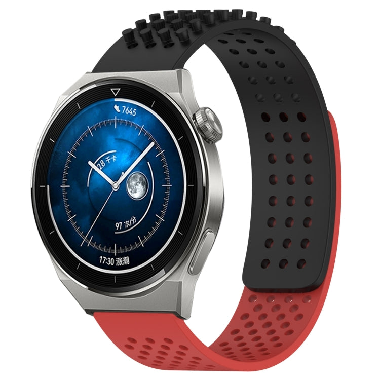 For Huawei Watch GT3 Pro 46mm 22mm Holes Breathable 3D Dots Silicone Watch Band(Black+Red) - Watch Bands by PMC TechLife | Online Shopping South Africa | PMC TechLife