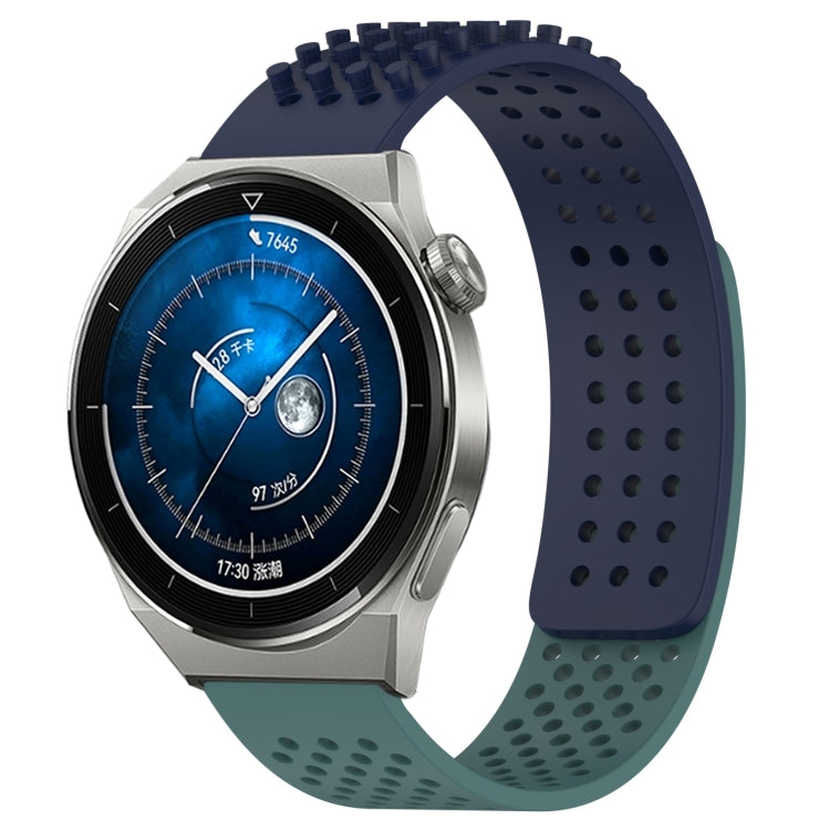 For Huawei Watch GT3 Pro 46mm 22mm Holes Breathable 3D Dots Silicone Watch Band(Midnight Blue+Olive Green) - Watch Bands by PMC TechLife | Online Shopping South Africa | PMC TechLife