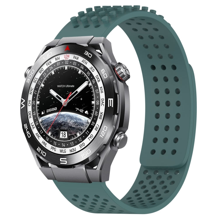 For Huawei Watch Ultimate 22mm Holes Breathable 3D Dots Silicone Watch Band(Olive Green) - free shipping - PMC TechLife - Order now!