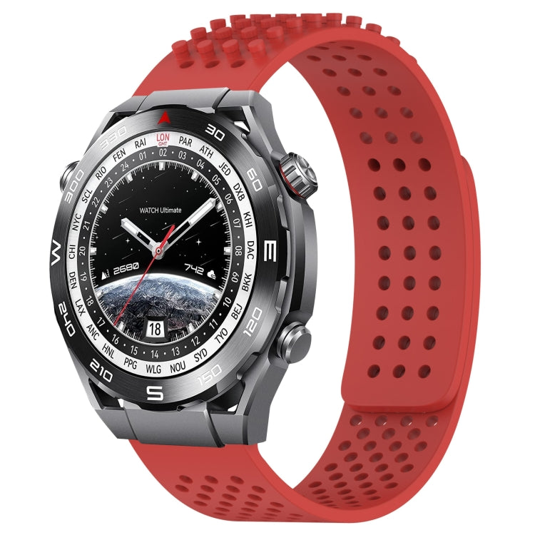 For Huawei Watch Ultimate 22mm Holes Breathable 3D Dots Silicone Watch Band(Red) - Watch Bands by PMC TechLife | Online Shopping South Africa | PMC TechLife