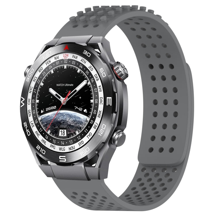 For Huawei Watch Ultimate 22mm Holes Breathable 3D Dots Silicone Watch Band(Grey) - Watch Bands by PMC TechLife | Online Shopping South Africa | PMC TechLife