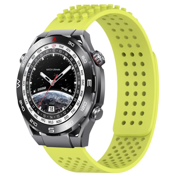 For Huawei Watch Ultimate 22mm Holes Breathable 3D Dots Silicone Watch Band(Lime Green) - Watch Bands by PMC TechLife | Online Shopping South Africa | PMC TechLife