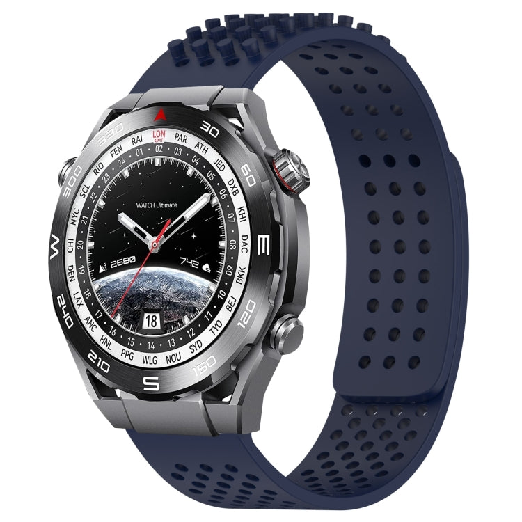For Huawei Watch Ultimate 22mm Holes Breathable 3D Dots Silicone Watch Band(Midnight Blue) - Watch Bands by PMC TechLife | Online Shopping South Africa | PMC TechLife