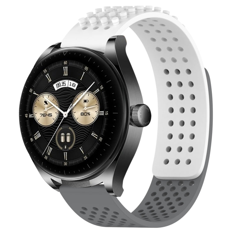 For Huawei Watch Buds 22mm Holes Breathable 3D Dots Silicone Watch Band(White+Grey) - Watch Bands by PMC TechLife | Online Shopping South Africa | PMC TechLife