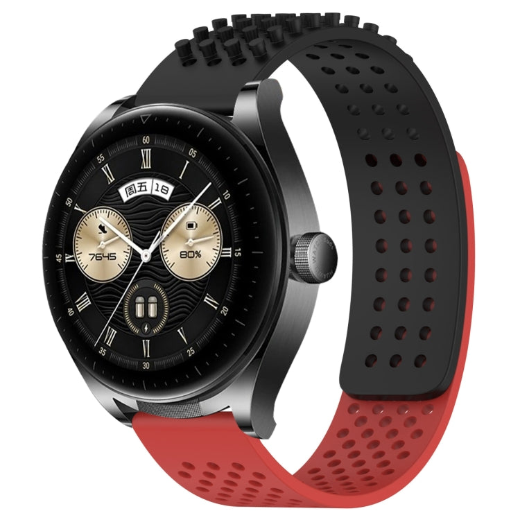 For Huawei Watch Buds 22mm Holes Breathable 3D Dots Silicone Watch Band(Black+Red) - Watch Bands by PMC TechLife | Online Shopping South Africa | PMC TechLife