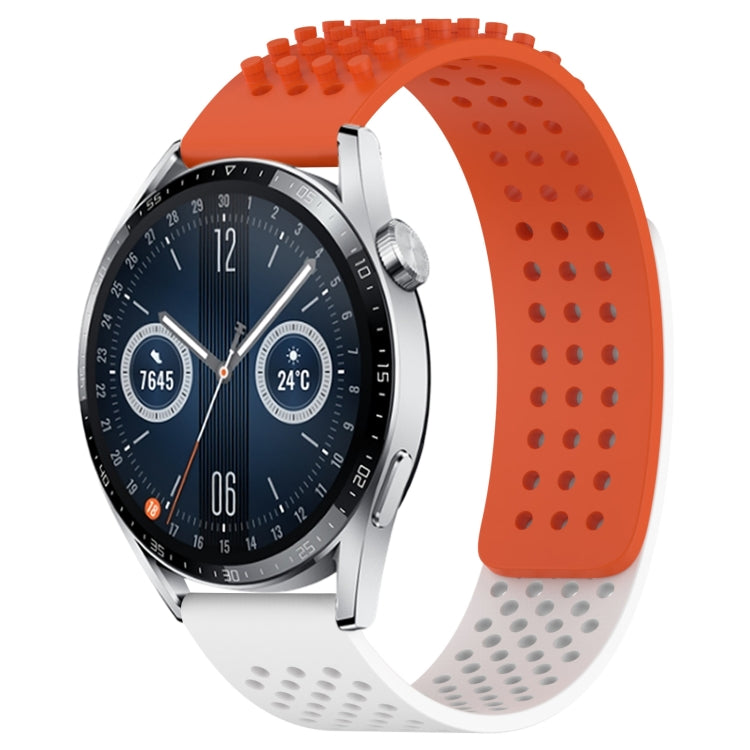 For Huawei Watch GT3 46mm 22mm Holes Breathable 3D Dots Silicone Watch Band(Orange+White) - Watch Bands by PMC TechLife | Online Shopping South Africa | PMC TechLife