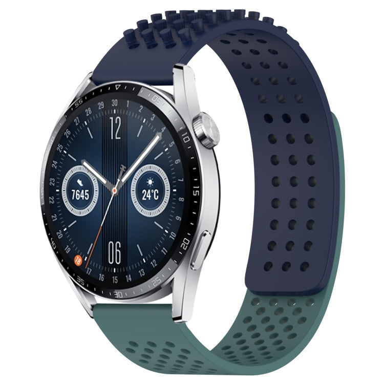 For Huawei Watch GT3 46mm 22mm Holes Breathable 3D Dots Silicone Watch Band(Midnight Blue+Olive Green) - Watch Bands by PMC TechLife | Online Shopping South Africa | PMC TechLife