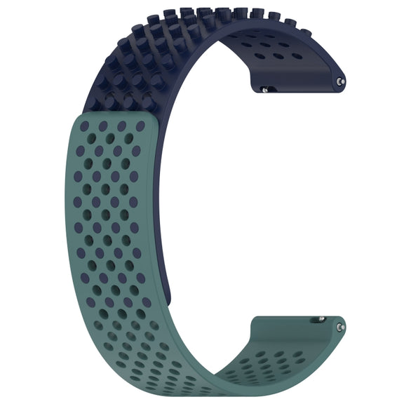 For Huawei Watch GT3 46mm 22mm Holes Breathable 3D Dots Silicone Watch Band(Midnight Blue+Olive Green)