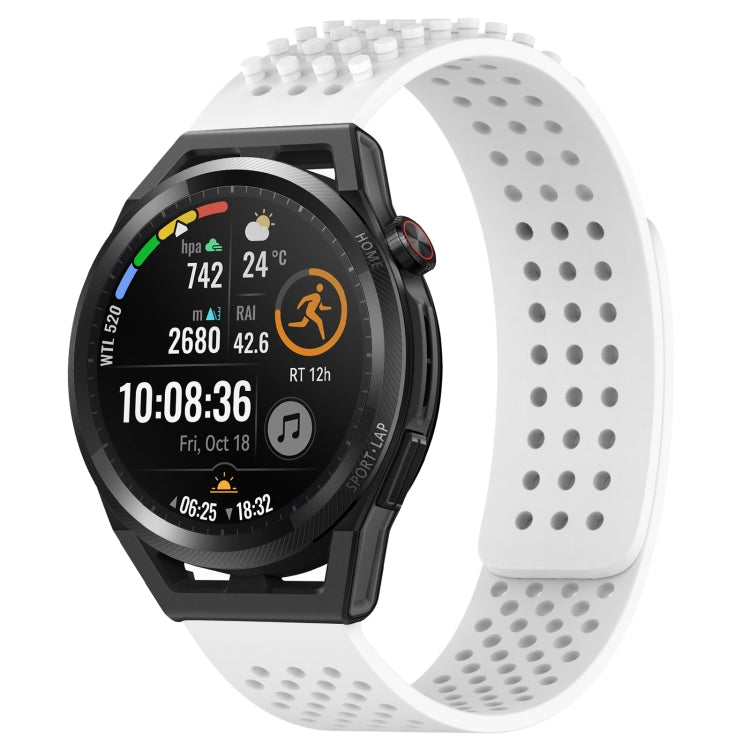 For Huawei Watch GT Runner 22mm Holes Breathable 3D Dots Silicone Watch Band(White) - free shipping - PMC TechLife - Order now!