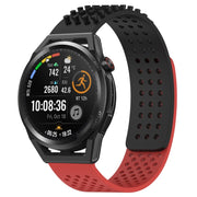 For Huawei Watch GT Runner 22mm Holes Breathable 3D Dots Silicone Watch Band(Black+Red)