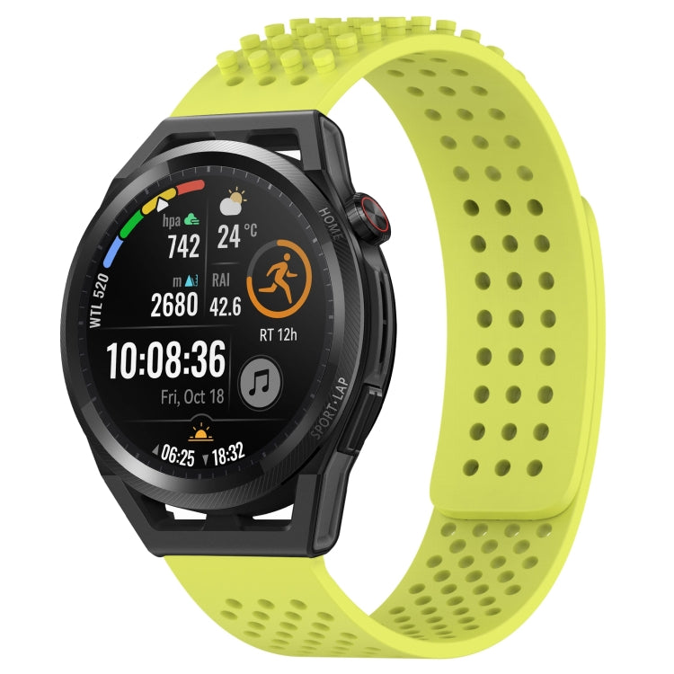 For Huawei Watch GT Runner 22mm Holes Breathable 3D Dots Silicone Watch Band(Lime Green) - free shipping - PMC TechLife - Order now!