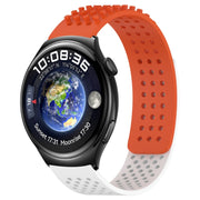 For Huawei Watch 4 22mm Holes Breathable 3D Dots Silicone Watch Band(Orange+White)