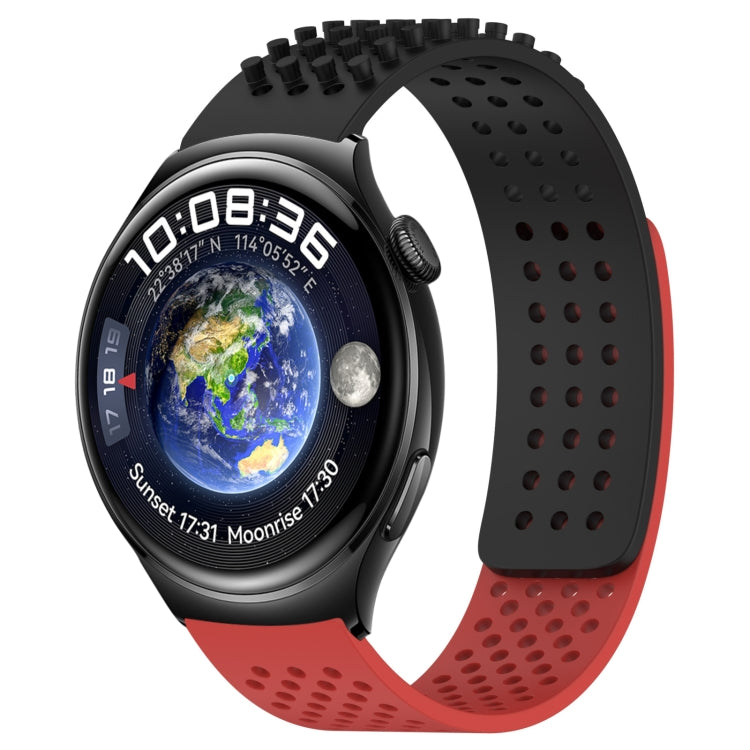 For Huawei Watch 4 22mm Holes Breathable 3D Dots Silicone Watch Band(Black+Red) - Watch Bands by PMC TechLife | Online Shopping South Africa | PMC TechLife