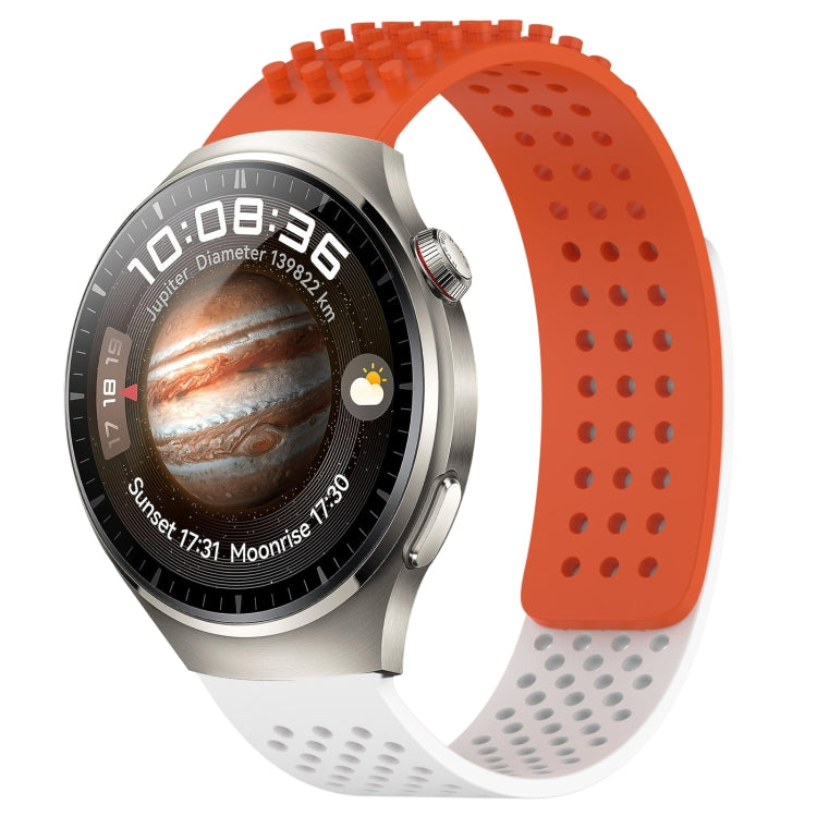 For Huawei Watch 4 Pro 22mm Holes Breathable 3D Dots Silicone Watch Band(Orange+White) - Watch Bands by PMC TechLife | Online Shopping South Africa | PMC TechLife