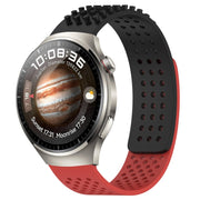 For Huawei Watch 4 Pro 22mm Holes Breathable 3D Dots Silicone Watch Band(Black+Red)