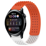 For Huawei Watch 3 22mm Holes Breathable 3D Dots Silicone Watch Band(Orange+White)
