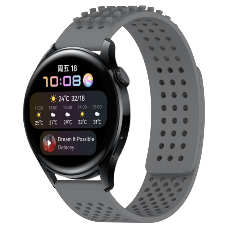For Huawei Watch 3 22mm Holes Breathable 3D Dots Silicone Watch Band(Grey) - Watch Bands by PMC TechLife | Online Shopping South Africa | PMC TechLife