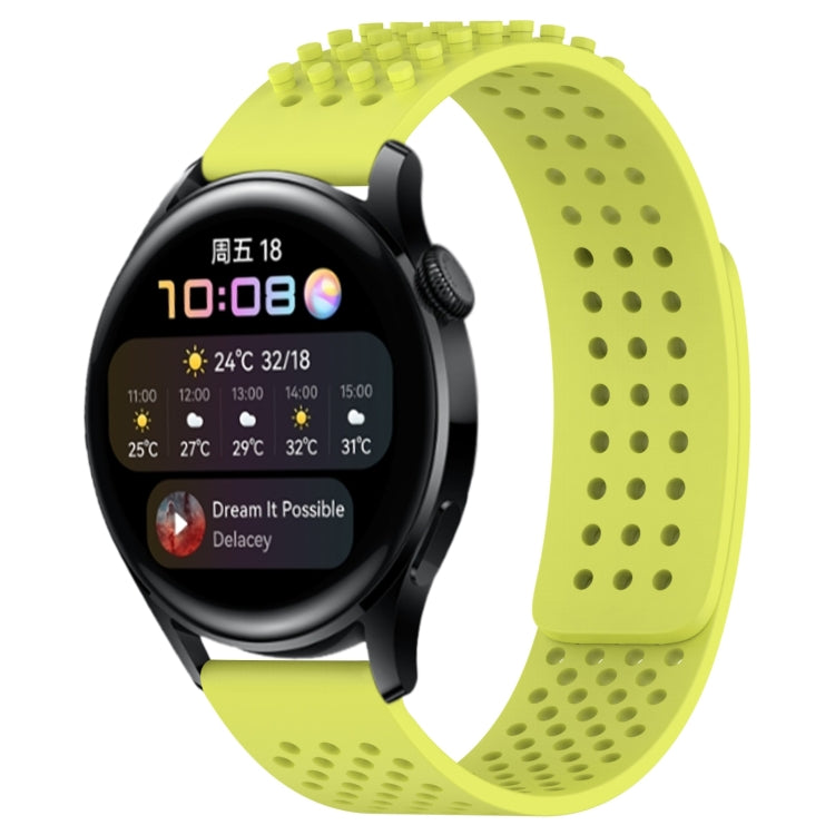 For Huawei Watch 3 22mm Holes Breathable 3D Dots Silicone Watch Band(Lime Green) - Watch Bands by PMC TechLife | Online Shopping South Africa | PMC TechLife