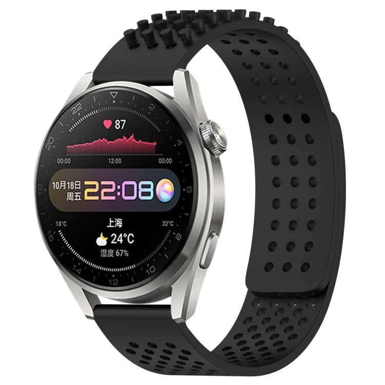 For Huawei Watch 3 Pro 22mm Holes Breathable 3D Dots Silicone Watch Band(Black) - Watch Bands by PMC TechLife | Online Shopping South Africa | PMC TechLife