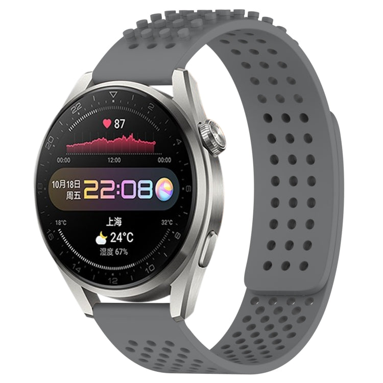 For Huawei Watch 3 Pro 22mm Holes Breathable 3D Dots Silicone Watch Band(Grey) - Watch Bands by PMC TechLife | Online Shopping South Africa | PMC TechLife