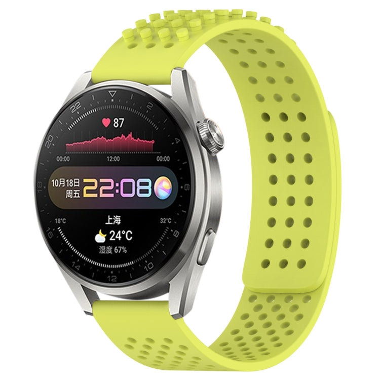 For Huawei Watch 3 Pro 22mm Holes Breathable 3D Dots Silicone Watch Band(Lime Green) - Watch Bands by PMC TechLife | Online Shopping South Africa | PMC TechLife