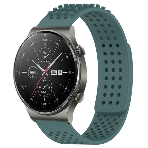 For Huawei GT2 Pro 22mm Holes Breathable 3D Dots Silicone Watch Band(Olive Green)
