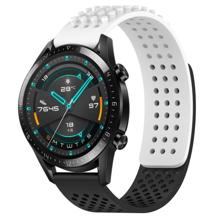 For Huawei GT2 46mm 22mm Holes Breathable 3D Dots Silicone Watch Band(White+Black) - Watch Bands by PMC TechLife | Online Shopping South Africa | PMC TechLife