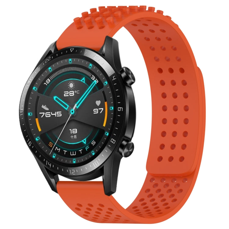 For Huawei GT2 46mm 22mm Holes Breathable 3D Dots Silicone Watch Band(Orange) - Watch Bands by PMC TechLife | Online Shopping South Africa | PMC TechLife