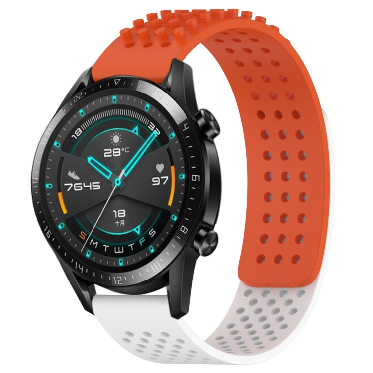 For Huawei GT2 46mm 22mm Holes Breathable 3D Dots Silicone Watch Band(Orange+White) - Watch Bands by PMC TechLife | Online Shopping South Africa | PMC TechLife