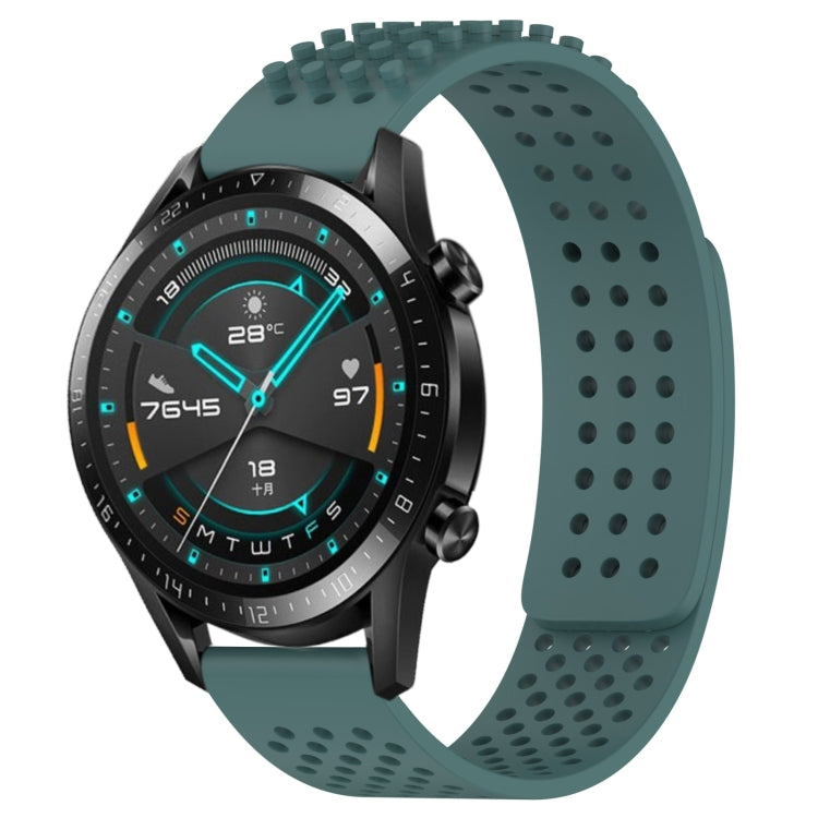 For Huawei GT2 46mm 22mm Holes Breathable 3D Dots Silicone Watch Band(Olive Green) - free shipping - PMC TechLife - Order now!