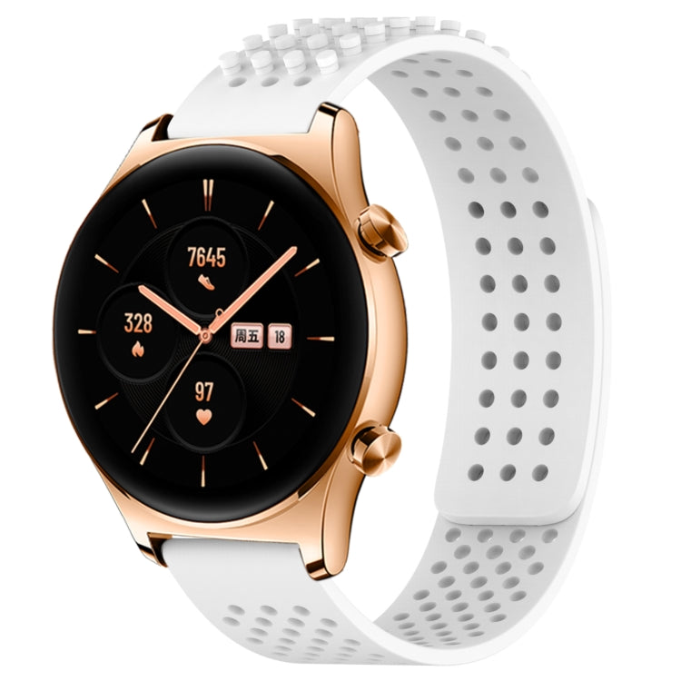 For Honor Watch GS 3 22mm Holes Breathable 3D Dots Silicone Watch Band(White) - Watch Bands by PMC TechLife | Online Shopping South Africa | PMC TechLife
