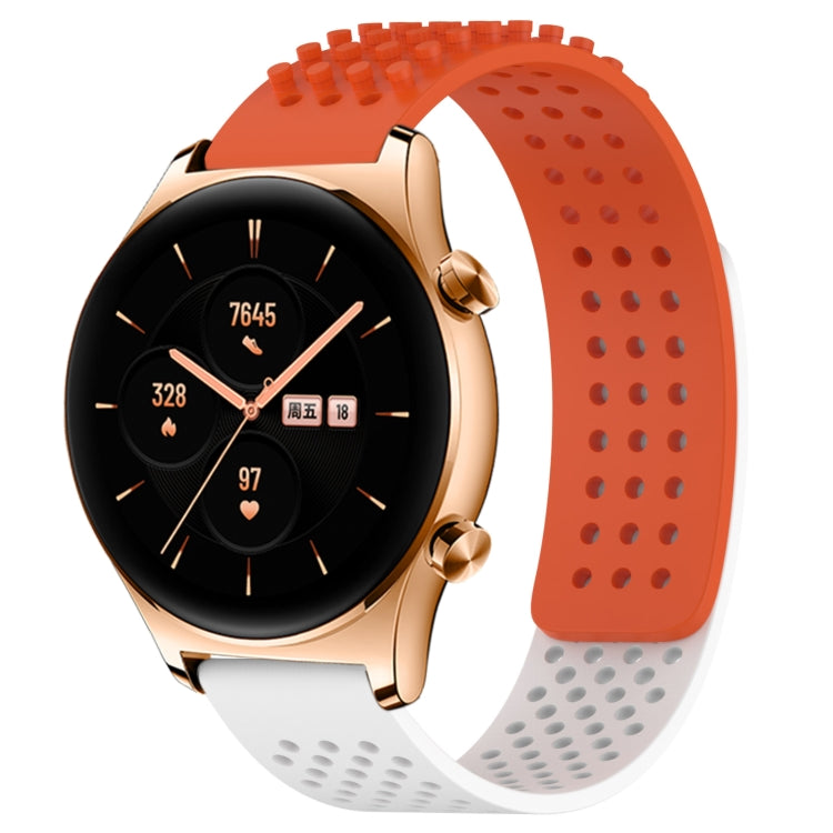 For Honor Watch GS 3 22mm Holes Breathable 3D Dots Silicone Watch Band(Orange+White) - Watch Bands by PMC TechLife | Online Shopping South Africa | PMC TechLife