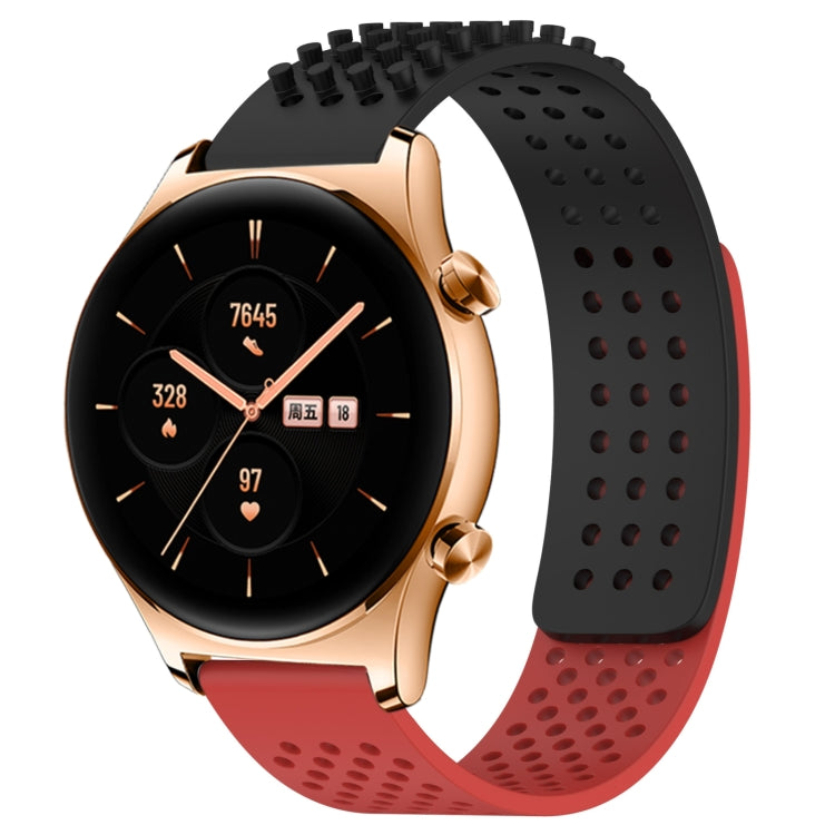 For Honor Watch GS 3 22mm Holes Breathable 3D Dots Silicone Watch Band(Black+Red) - Watch Bands by PMC TechLife | Online Shopping South Africa | PMC TechLife
